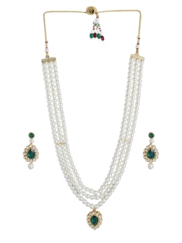 Juego de joyas de perlas para cenas elegantes y bodas con acabado tradicional en oro