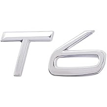 T6 Emblem 3D Metal Badge Car Hood Truck Door Side Fender Rear Trunk Emblem Sticker Decals for Volvo XC60 S60 V60 Polester Silver