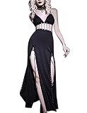 LANSHULAN Gothic Grommet Lace Up Chain Linked Cami Dress