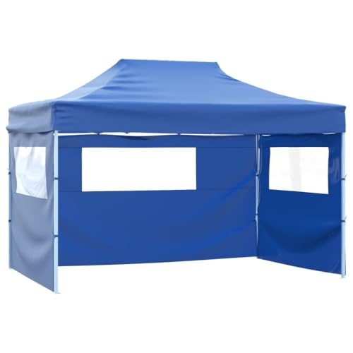 vidaXL Tente Pliable avec 3 Parois 3x4,5 m Bleu Tonnelle de Jardin Chapiteau