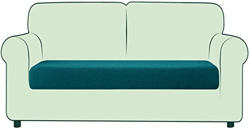 CHUN YI Stretch Sofa Seat Cushion Cover, Fitted Sofa Couch Cushion Covers Furniture Protector, Checks Jacquard Spandex Fabric (Chair, Blue)