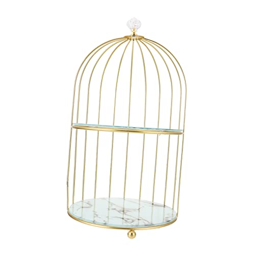 WRITWAA Puesto de pasteles pequeño postre estanterias almacenaje estanterias trastero cake stand soporte en forma de jaula de pájaros soporte de exhibición de maquillaje planchar