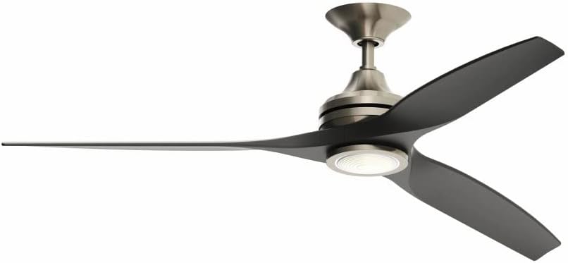 Spitfire - 3 Blade Ceiling Fan with Light Kit-13.7 Inches Tall and 60 Inches Wide-Brushed Nickel Finish-Black Blade Colo