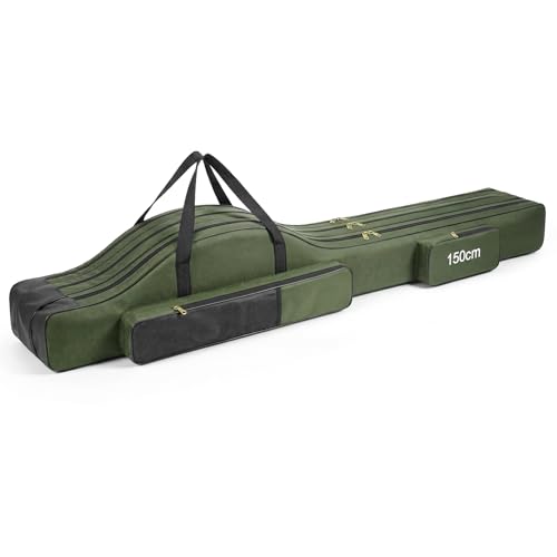 Axrye Sac de Pêche 150CM - Fourreau Canne à Pêche Portatif, Sac de Transport pour Matériel de Pêche à 3 Couches, Grande Capacité Imperméable Oxford,...