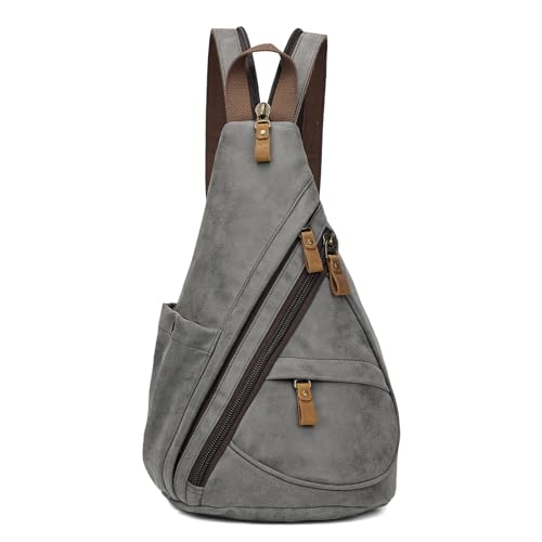 Image of KL928 PU Leather Sling Bag - Small Crossbody Backpack Shoulder Casual Daypack Rucksack for Men Women