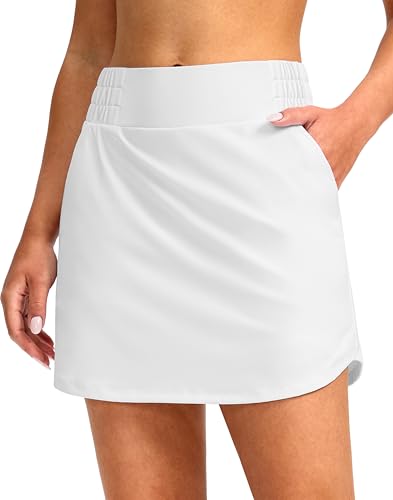 SANTINY Golf Skirts for Women 4 Pockets with Short High Waisted Stretchy Tennis Skirt Athletic Skorts for Woman Casual Summer