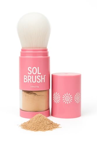 Image of Sol Brush SPF 50 Mineral Sunscreen | Broad Spectrum UVA /UVB Protection | Water-Resistant (80 Minutes) | Mess-Free Brush-On Applicator | Zinc Oxide & Titanium | Clean & Cruelty-Free Formula (Medium)