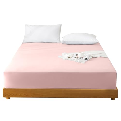 Keowin Påslakan 140 x 200 med elastiskt band,dra-på-lakan, 140 x 200 resårsäng, dra-på-lakan, 150 x 200 mjuk sömn, bäddmadrass, rosa