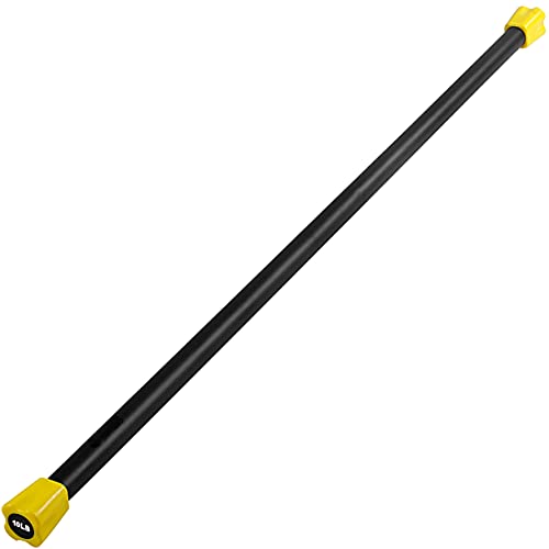 JFIT Weighted Workout Bar with Rubber Padding - 48 Inch - 10 LB - Yellow/Black