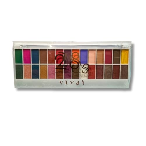Paleta de Sombras 28 Cores Completa Cores Intensas Cintilantes Cor A para Maquiagem Profissional e Iniciante com Efeito Luminoso e Fácil de Esfumar.
