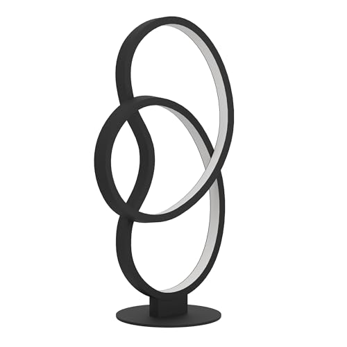 EGLO Lampe de table LED Gianella, lumière de chevet courbé, luminaire décoratif à poser pour salon et chambre, métal noir, blanc chaud