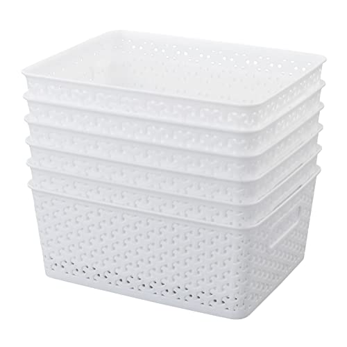 Hokky Panier de Rangement Rectangulaire Plastique, Noir et Blanc, 6 Paniers Cover