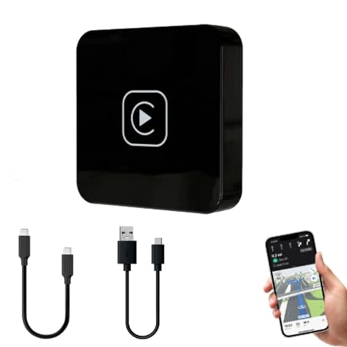 TV Adapter + HDMI to Cable Bundle - Adapter Which Allows TV Sticks on Your Vehicle's Infotainment System, Small & Compact Wireless Carplay Dongle, for All Factory Wired Carplay Cars (Black)