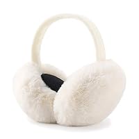 LCXSHYE Winter Ear muffs Faux Fur Warm Earmuffs Cute Foldable Outdoor Ear Warmers For Women Girls, White, Large