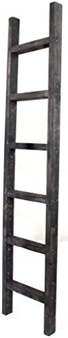 BarnwoodUSA Rustic Decorative Ladder – 100% Upcycled Wood (72″ x 12″ x 1.5″, Smoky Black)