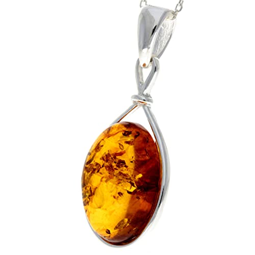 Genuine Baltic Amber & Sterling Silver Classic Pendant without Chain - 18032