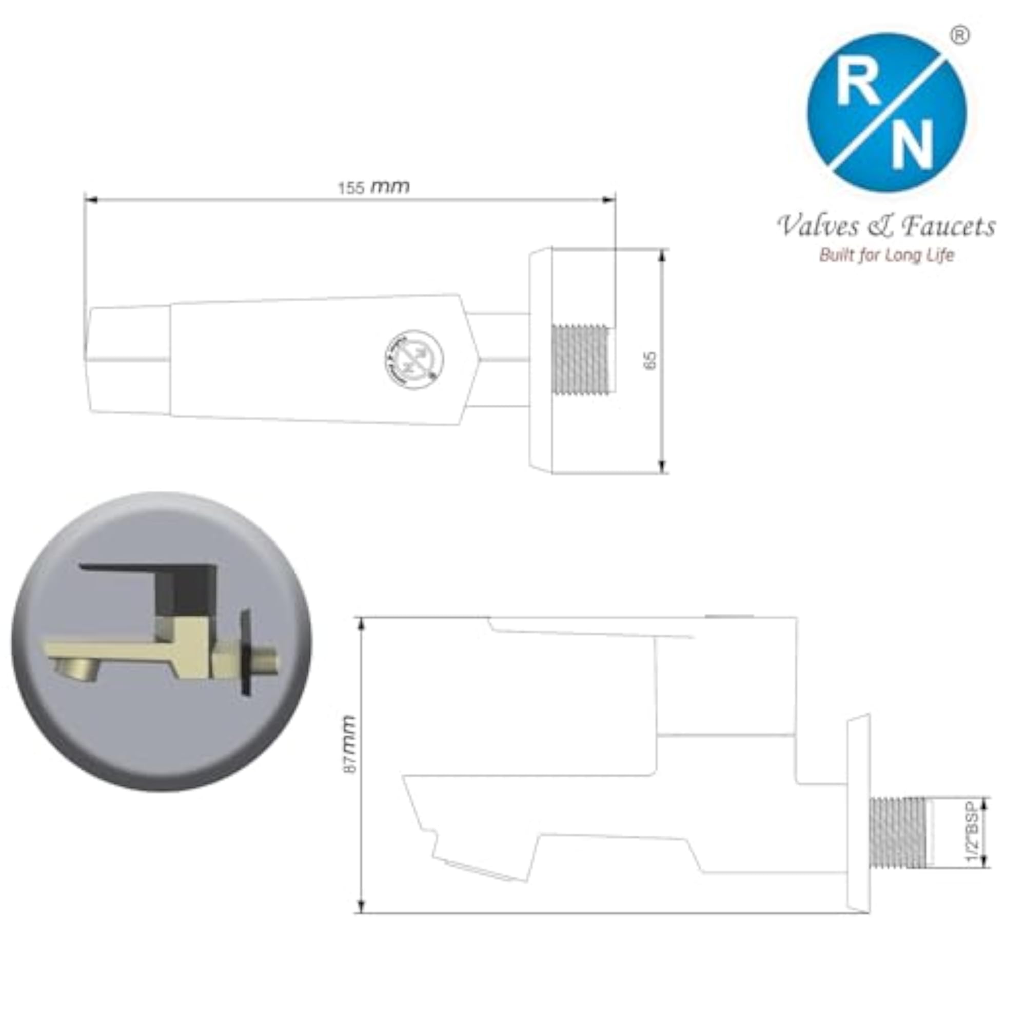 PTMT Bib Cock for Bathroom, 15mm Foam Flow Water Tap