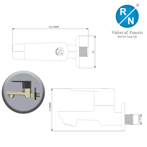 Image of RN PTMT Bib Cock for Bathroom | 15mm Foam Flow Water Tap with Flange | Luxury G20 Series Faucet | High-Grade Engineering Polymer Tap | Graphite Black Dual | Pack of 4