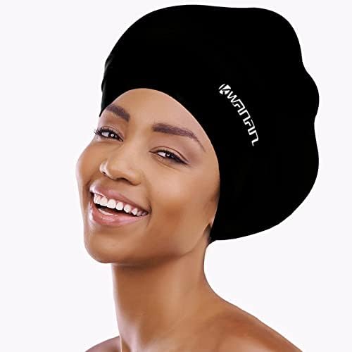 Kwanan Extra Large Swimming Cap for Long Hair, Braids and Dreadlocks, High Elasticity Thick Swim Hats, Waterproof Silicone Swim Cap for Women&Men, Keep Your Hair Dry