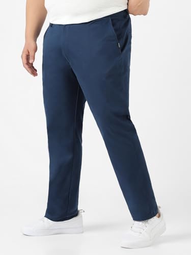 Image of Urbano Plus Men Mid Rise Cotton Regular Fit Casual Chino Pants Stretch