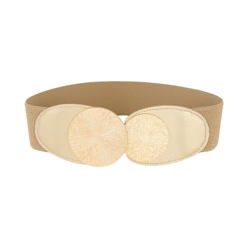 5cm Wide Women's Stretch Belt Waistband with Metal Buckle for Dresses Jeans and Trousers Fashion Accessory