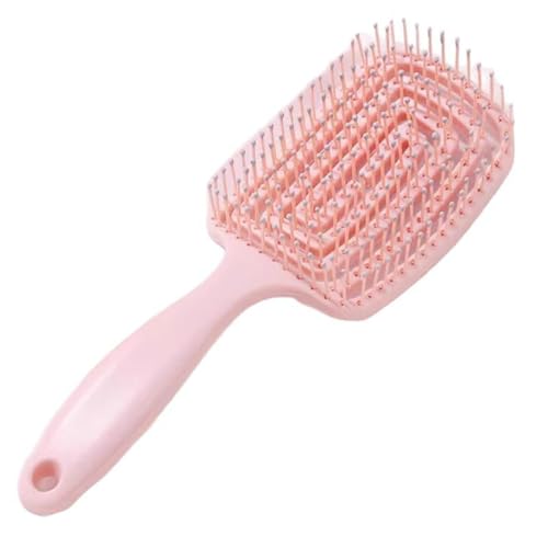 Brosse à cheveux No Pull, brosse démêlante professionnelle avec manche, brosse à cheveux en poils de sanglier pour cheveux longs, fins, épais et bouclés, rose