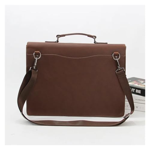 Vintage Briefcase PU Leather Men'S Executive Office Shoulder Portfolio Large Capacity Business Side Bag 5