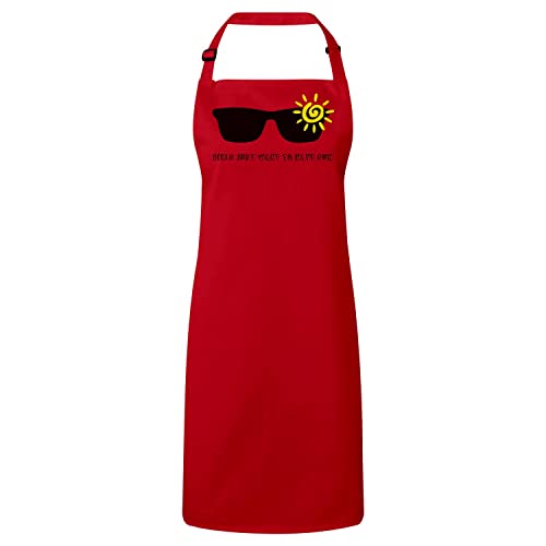 Tablier cuisine rouge Girls Just Want to Have Sun en coton réglable