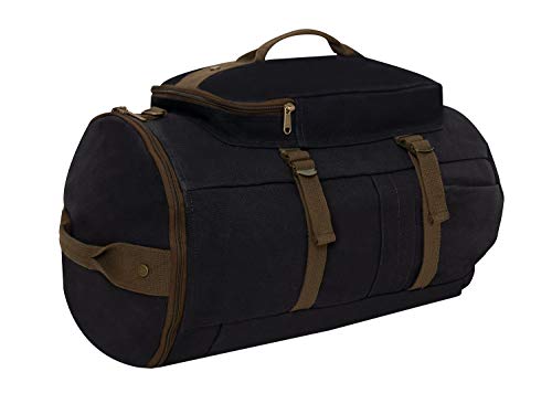 Rothco Convertible Canvas Duffle/Backpack - 19 Inches, Black/Brown #TOP1