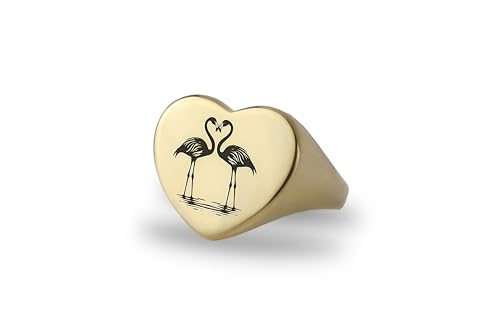 Bague en or 14k flamant coeur : un bijou d'exception ajustable