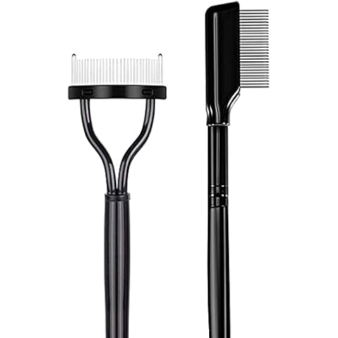 2Pcs Eyelash Separator, Eyelash Comb Lash Brush Separator, Lash Comb Eyelashes Curler Makeup Mascara Applicator, Eye Makeup Brush Tools, Metal Teeth Eyelashes Grooming Tool Cover