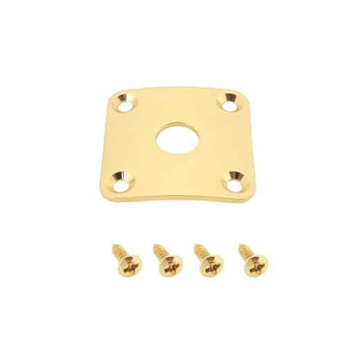 YINETTECH Tapa de enchufe para guitarra eléctrica cuadrada de 35 x 35 mm apertura de 10 mm y tornillos compatible con Gibson Les Paul compatible con conector de 1/4" color dorado