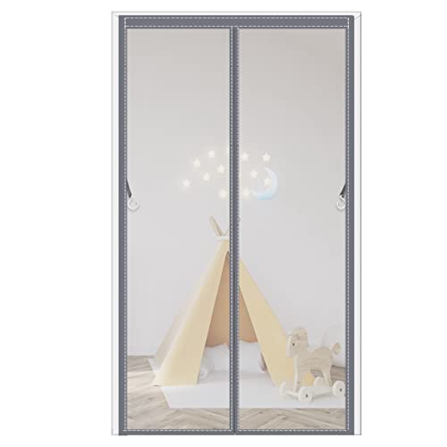 FANGJIE Porte Moustiquaire Magnétique 70x235cm(28x93inch) Mailles Ultra Fines, Puissants Aimants,Pliable Anti Moustique Bogues Mailles Installation Facile Parfait pour Portes, Patio, Intérieur, Gris Cover