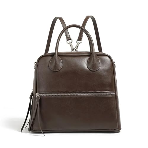 Sac à dos femme en cuir vintage 3-en-1 marron avec poches