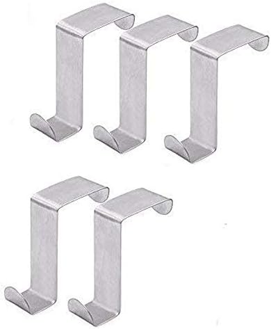 Hamosky Door Hook Coat Hooks Rack Heavy Duty Reversible Brushed Stainless Steel 5 Pcs (2x4cmx6cm)