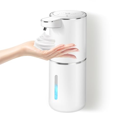Automatischer Seifenspender, Dalugo No Touch Schaumseifenspender Sensor 380mL USB Wiederaufladbar Seifenspender Wandbefestigung, IPX5 Wasserdicht Elektrischer Seifenspender Weiß für Badezimmer Küche