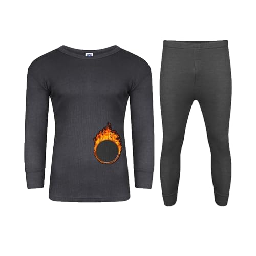 Image of VEARZ® Men Thermals Underwear Long Johns Trouser Winter Baselayer Bottoms Warm Vest T-Shirt Top Full Set Body Warmer For Mens Plus Size S-2XL Charcoal-Long Sleeve-L