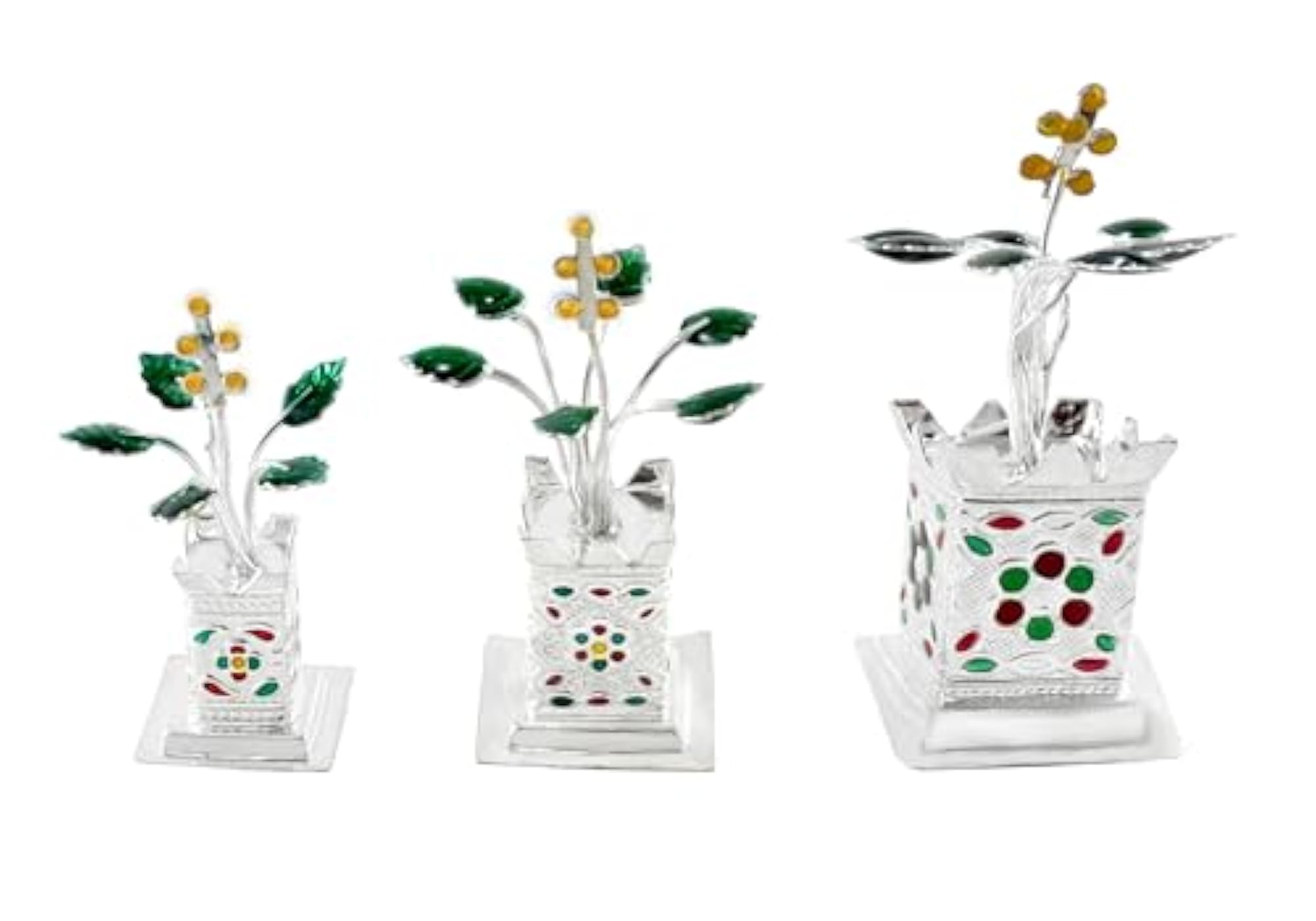 Pure Silver Tulsi Plant for Pooja/Worship, 08gm/12gm/23gm