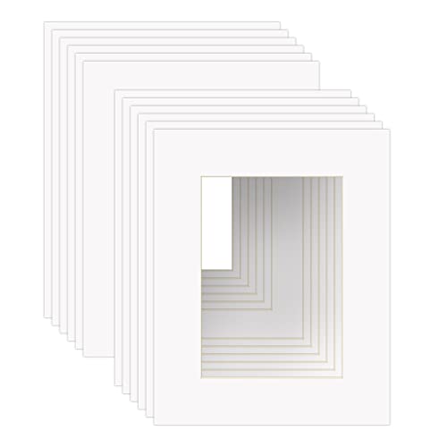 8x10 White Picture Mats with Core Bevel Cut Frame Mattes for 5x7 Pictures- Pack of 12 by ZBEIVAN - Used condition - CA$10.32