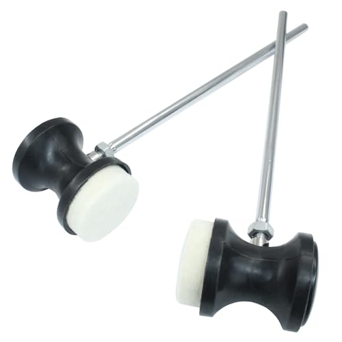 Seimneire Double Kick Bass Drum Pedal Beater Mallet, Dual Sided Foot Pedal Beater with Stainless Steel Shaft, Drum Percussion Instrument Accessory Part - 2 Pack Black