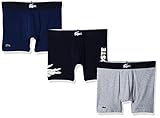 Lacoste Men's Cotton Stretch Big Croc Print Boxer Briefs, 3-pack, Navy Blue (New), Medium