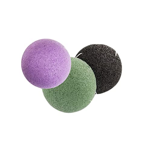 PACKOVE 3Piezas Esponjas para Cuidado Facial de Negro Puff de Lavado de Natural y Suave para Sensible y Exfoliación Diaria
