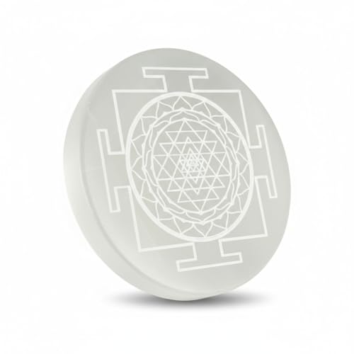 Image of inchOriginal Pyrite Stone with Natural Selenite Charging Plate | Lab Certified Crystal Set for Wealth, Business Luck, Reiki Healing & Vastu Energy inch (SEL+SHREE YANTRA)
