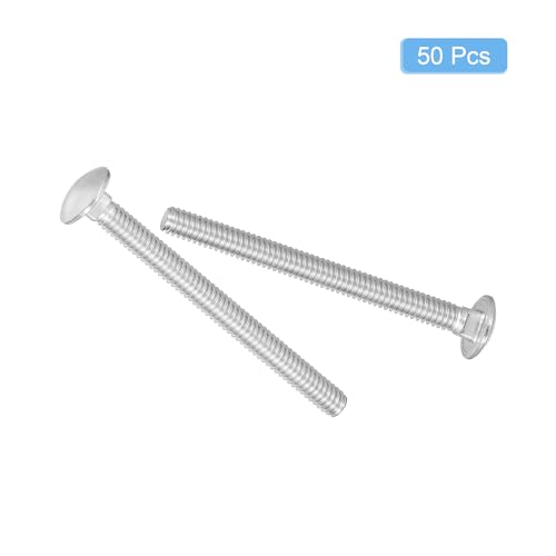 Image of uxcell 1 /4-20x3 Carriage Bolt, 50pcs Round Head Square Neck Screws, 304 Stainless Steel, Fully Threaded, Silver