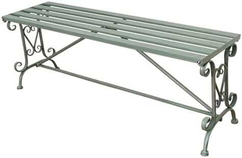 Vintage Wrought Iron Outdoor Bench, Distressed Garden Seating, Weather-Resistant, Slatted Seat, Easy Assembly for Patio, Yard & Balcony - Stylish & Durable Furniture