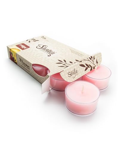 Sandalwood Rose Premium Tealight Candles - Highly Scented with Essential Oils - 6 Pink Tea Lights - Beautiful Candlelight - Made in The USA - Incense & Earth Collection
