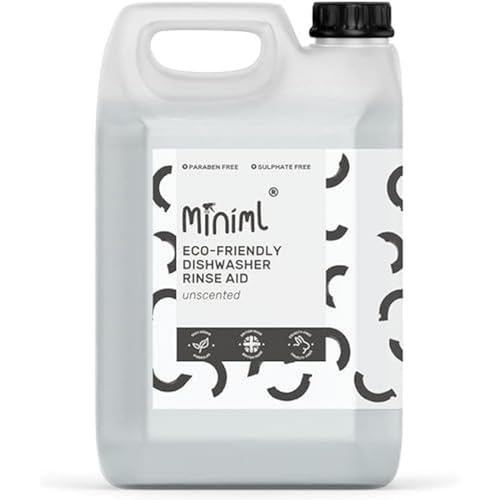 Miniml Rinse Aid 5L Refill – helt naturligt diskmedel tvättmedel för professionellt och kommersiellt rändfritt glas och diskmaskin – 5 l vegan och grymhetsfri påfyllning