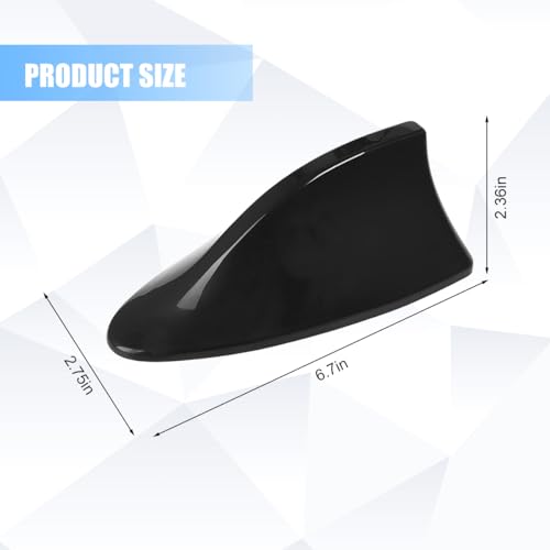 Image of Car Shark Fin Antenna Cover, Top Roof Aerial Base AM /FM Radio Signal Base with Adhesive Tape, Fashionable Automotive Top Decoration Replacement, Universal for Vehicles (Black)