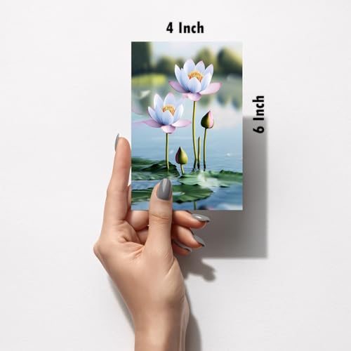 Image of SiddArtify Lotus Flower Wall Art Poster Print Set - Botanical Prints for Living Room Bedroom Office Decor - Set of 2-4x6 Inch - Board (Pack of 6) - Sticker (Pack of 6)