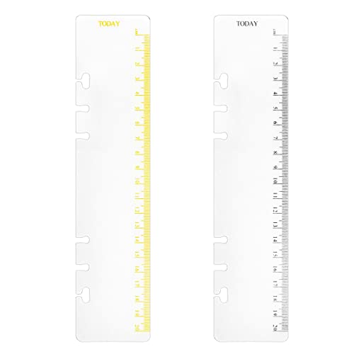 A5 6穴 ページマーカー定規 プラスチックバインダー定規 ディバイダー定規 ジャーナルマガジンノートブック用 (グルーラー、A5) 2個パック